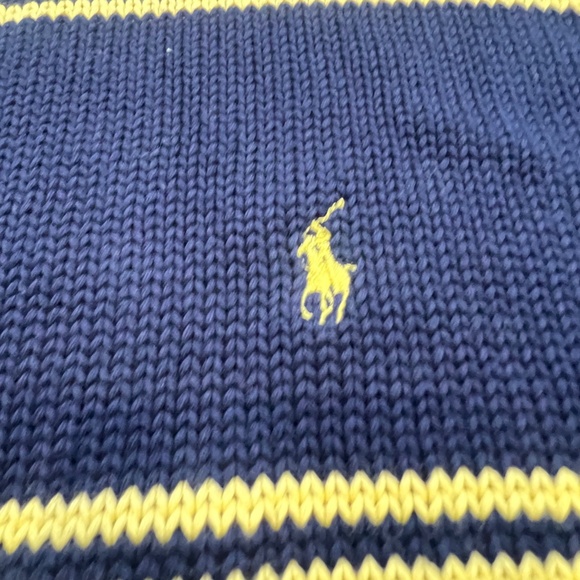 Polo Ralph Lauren Sweater Navy Yellow Striped Crewneck Men's Sweater Sz XL - Picture 2 of 11